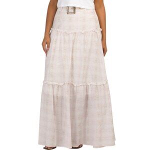 AQUA BLU Silk Blend Valentina Maxi Skirt